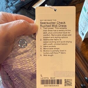 Seersucker Check Ruched Midi Dress